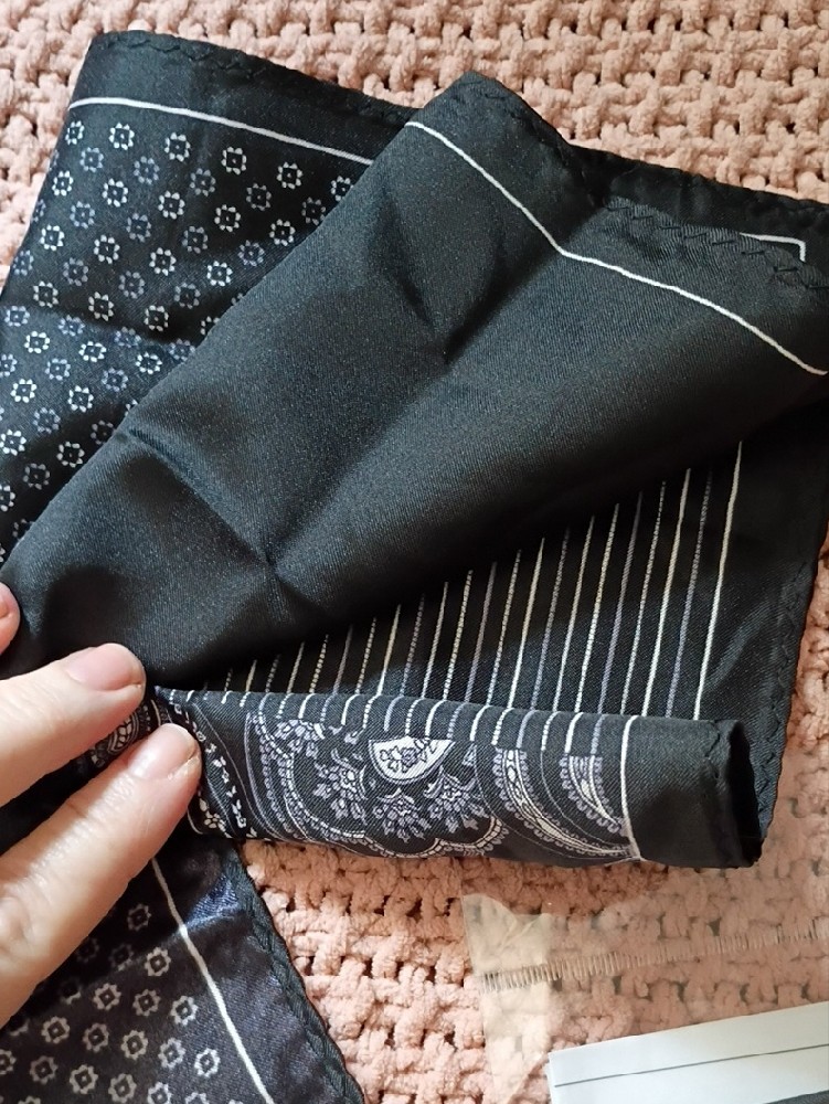 Classic Black Paisley Pocket Square - Sleek Silk-Feel Handkerchief — image 3 of 5